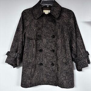 Michael Kors  Snake (Brown & Tan) Print Belted Pea Coat/ Fully Lined Jacket, L